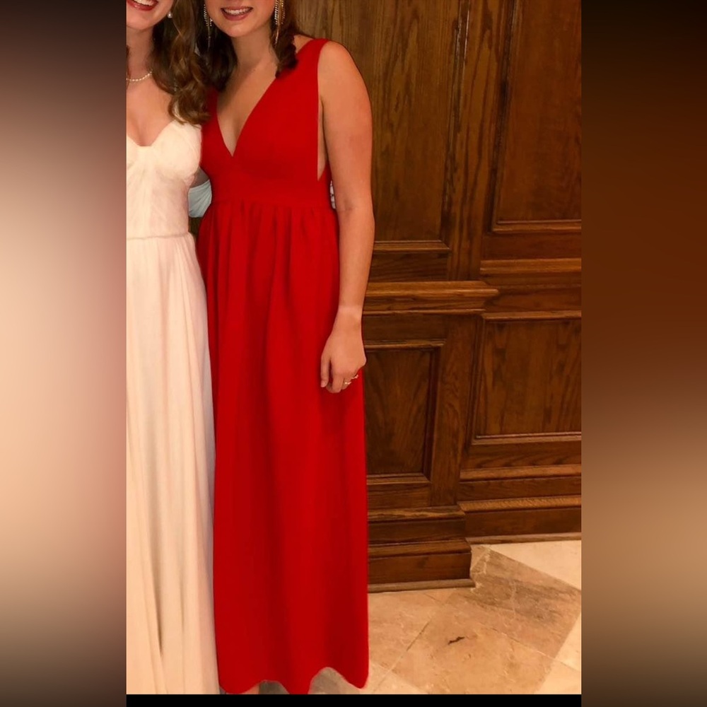 Jill Jill Stuart Deep V Gown in Bright Red